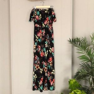 Off-the-shoulder Floral Maxi Dress